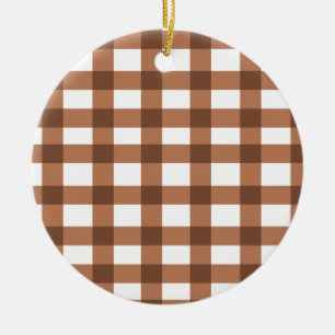 Ornamento De Cerâmica Brown Gingham