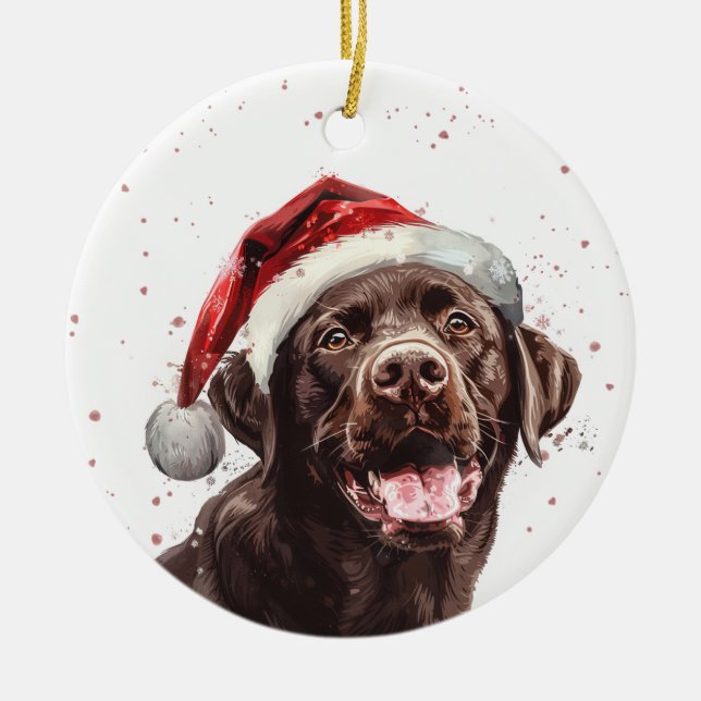 Ornamento De Cerâmica Brown Labrador Dog Christmas Personalized (Frente)