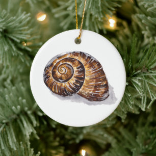 Ornamento De Cerâmica Brown Snail Shell