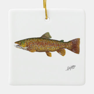 Ornamento De Cerâmica Brown Trout nadando