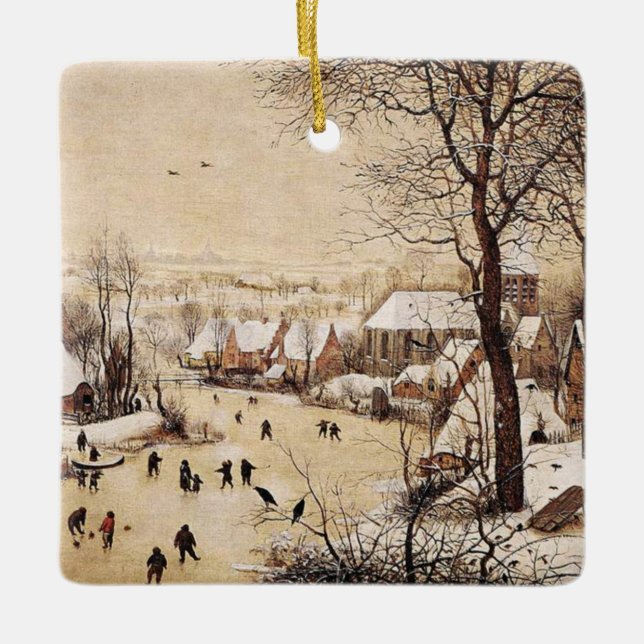 Ornamento De Cerâmica Bruegel the Elder - Winter Landscape, (Frente)