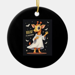 Ornamento De Cerâmica Bruh É Halloween Engraçado Dabbing Fantasma Girafa