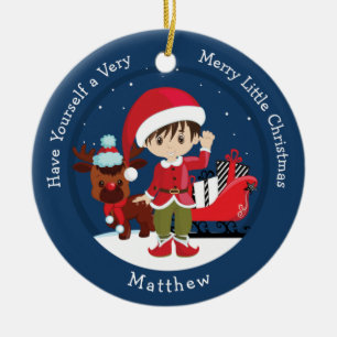 Ornamento De Cerâmica Brunette Boy Elf