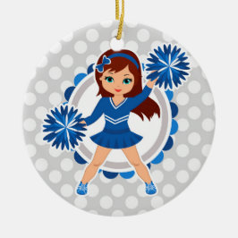 Ornamento De Cerâmica Brunette Cheerleader Azul - Alegre