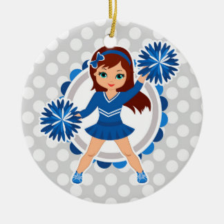 Ornamento De Cerâmica Brunette Cheerleader Azul - Alegre