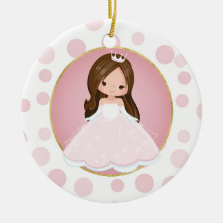 Ornamento De Cerâmica Brunette Pink Princess