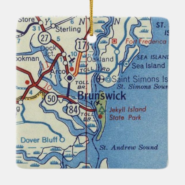Ornamento De Cerâmica Brunswick GA Jekyll Island (Verso)