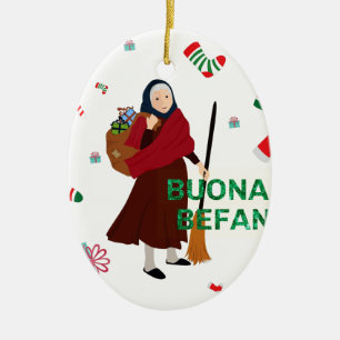 Ornamento De Cerâmica bruxa de natal buona Befana