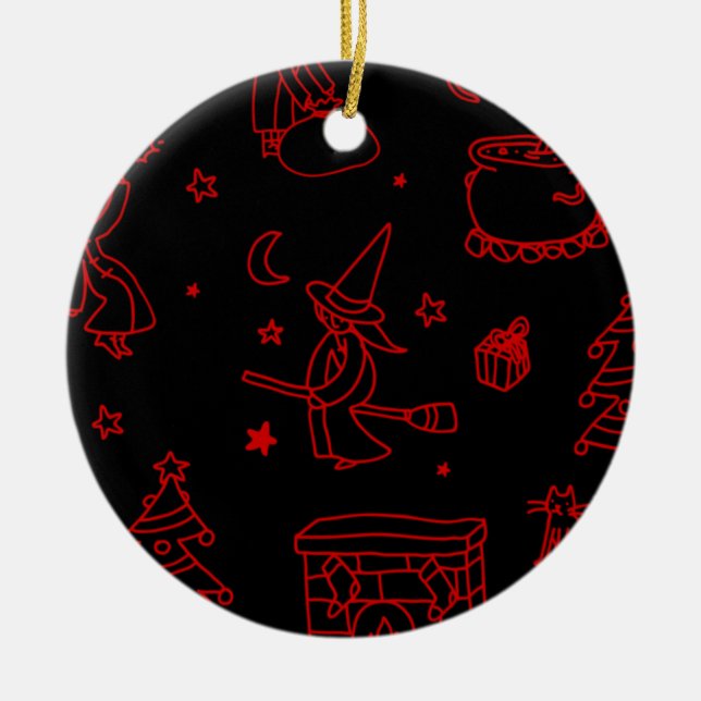 Ornamento De Cerâmica bruxa de natal de epifhany befana negra (Frente)
