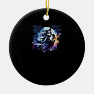 Ornamento De Cerâmica Bruxa De Whimsigoth Voando Sobre Mulheres De Lua C