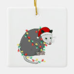 Ornamento De Cerâmica bruxa do Natal santa claus<br><div class="desc">"feio natal santa claus ogambm ", "santa claus ", "christmas feio",  santa claus hat",  natal,  papais noeis,  gambá,  opossom,  gambá, </div>