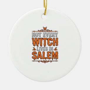 Ornamento De Cerâmica Bruxa Vintage Salem Tipografia de Halloween Design