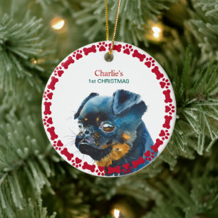 Ornamento De Cerâmica Bruxelas Griffon Natal Personalizado
