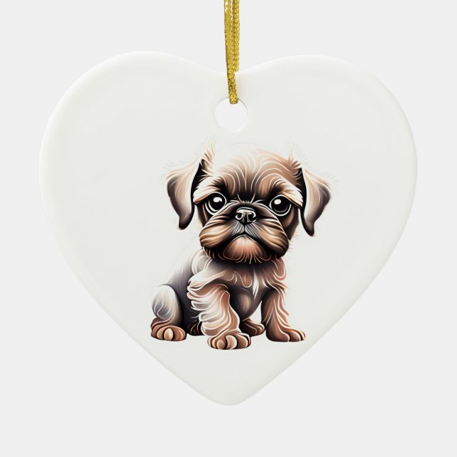 Ornamento De Cerâmica Bruxelas Griffon Puppy Personalizada (Frente)