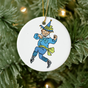 Ornamento De Cerâmica Bruxo Vintage do Oz, Menino Munchkin Dançante Fofo