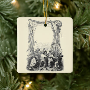 Ornamento De Cerâmica Bucaneiros antigos e um navio pirata naufragado
