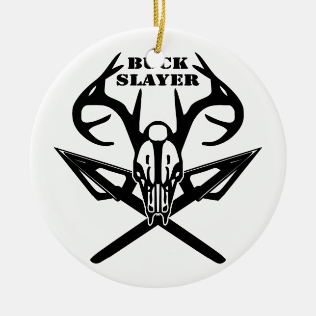 Ornamento De Cerâmica Buck Slayer Deer & Arrows (Frente)