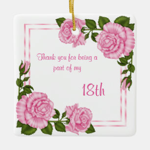Ornamento De Cerâmica Bucos de Canto Rosa Bonito para 18º Aniversário