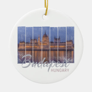 Ornamento De Cerâmica Budapest Parlamento Hungria Vintage Panorama