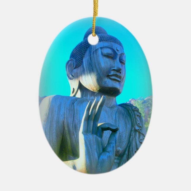 Ornamento De Cerâmica buddha azul (Frente)