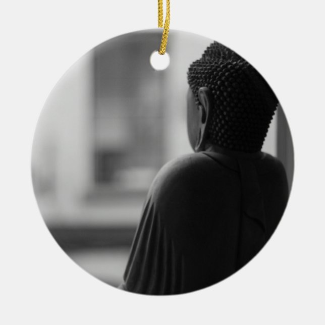 Ornamento De Cerâmica Buddha Sentado em Meditação (Frente)