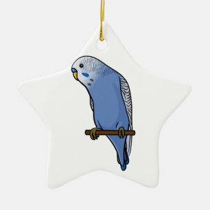 Ornamento De Cerâmica Budgie azul