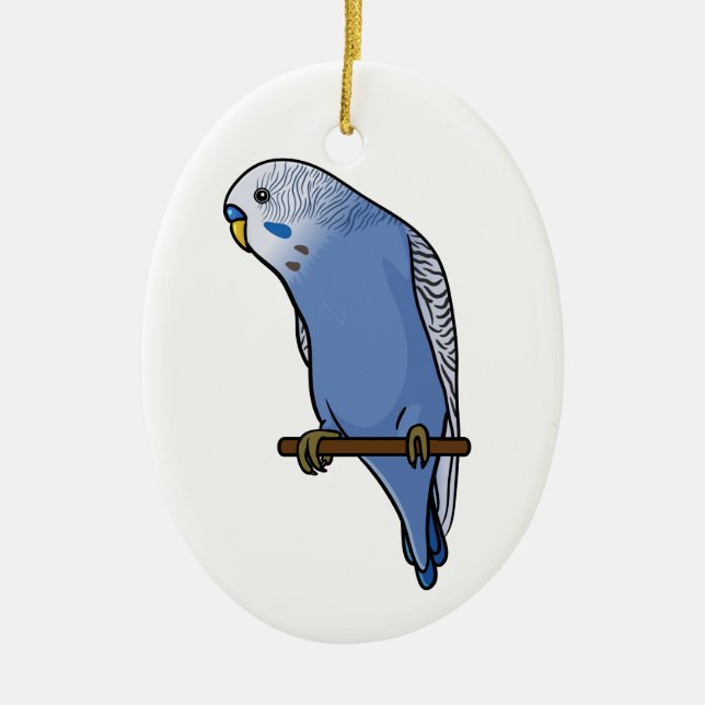 Ornamento De Cerâmica Budgie azul (Frente)