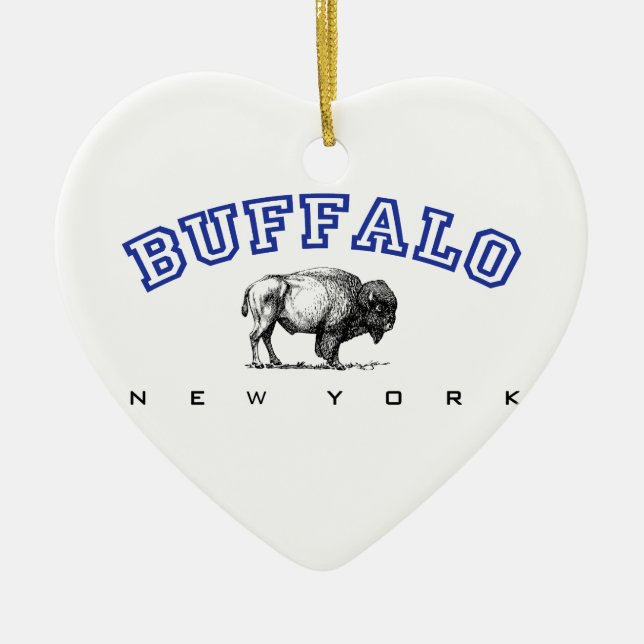 Ornamento De Cerâmica Búfalo, NY - bisonte (Frente)
