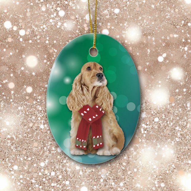 Ornamento De Cerâmica Buff Cocker Spaniel Dog Bokein Christmas (Criador carregado)