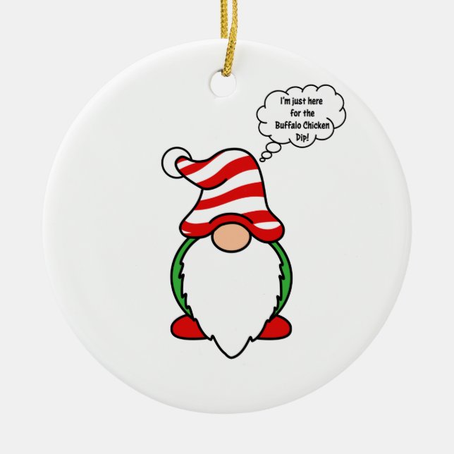 Ornamento De Cerâmica Buffalo Chicken Dip Christmas Gnomo (Frente)