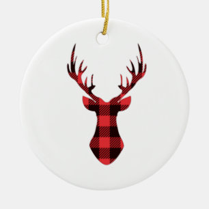 Ornamento De Cerâmica Buffalo Xadrez Reindeer Natal