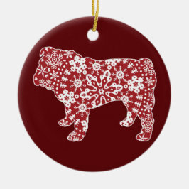 Ornamento De Cerâmica Buldogue, flocos de neve do Natal de Boho
