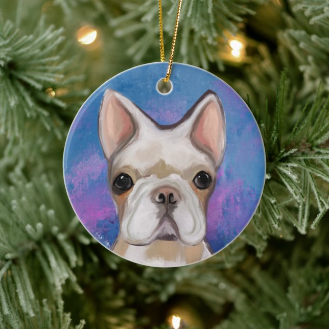 ORNAMENTO DE CERÂMICA BULDOGUE FRANCÊS       (Árvore)