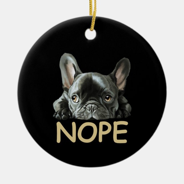 Ornamento De Cerâmica Buldogue Francês | Franchie Nope Gifts (Frente)