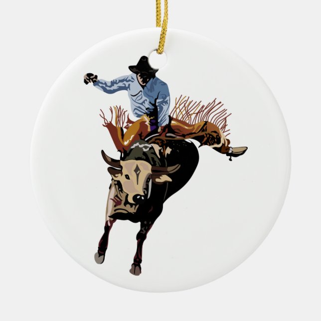 Ornamento De Cerâmica Bull Rider (Frente)