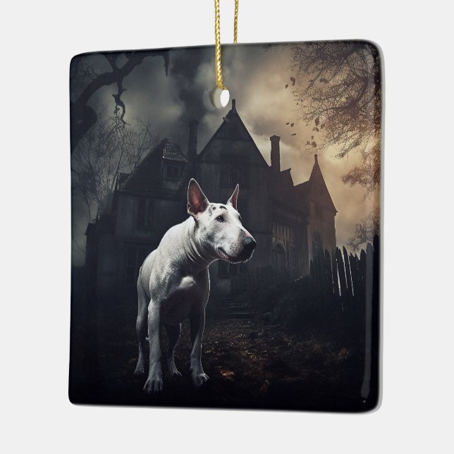 Ornamento De Cerâmica Bull Terrier Halloween Scary (Esquerda)