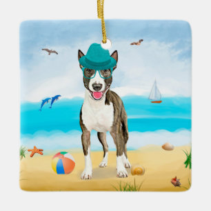 Ornamento De Cerâmica Bull Terrier no Beach