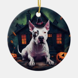Ornamento De Cerâmica Bull Terrier Pumpkins Halloween Scary