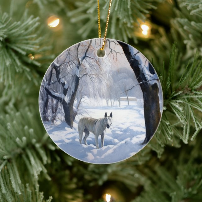 Ornamento De Cerâmica Bull Terrier Que Neve Natal (Árvore)