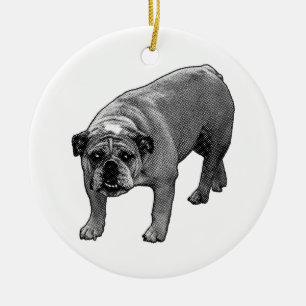 Ornamento De Cerâmica Bulldog Brilho de Árvore