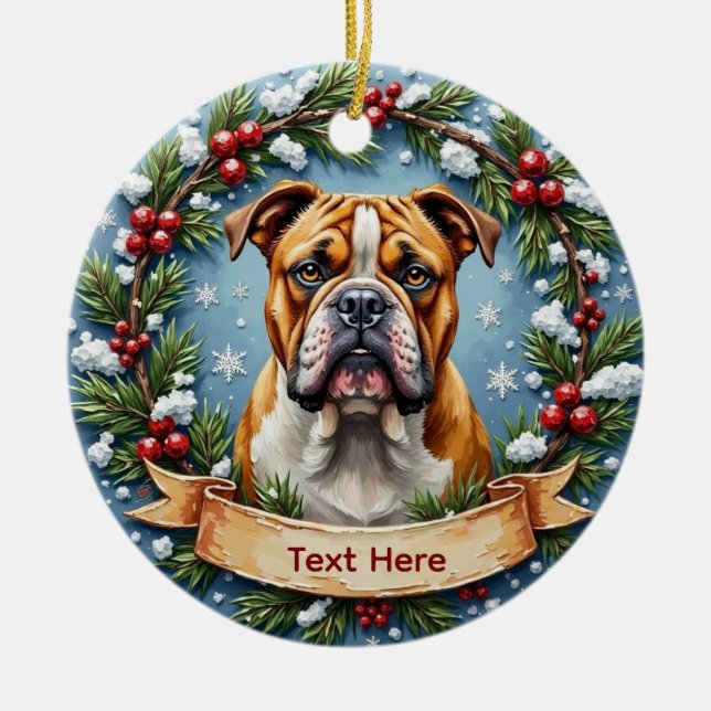 Ornamento De Cerâmica Bulldog Christmas Ornament (Frente)