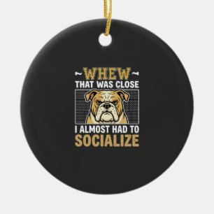 Ornamento De Cerâmica Bulldog Engraçado Socializar Cachorro