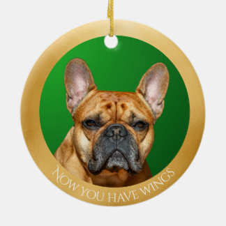 Ornamento De Cerâmica Bulldog Francês Bege Anjo Personalizado