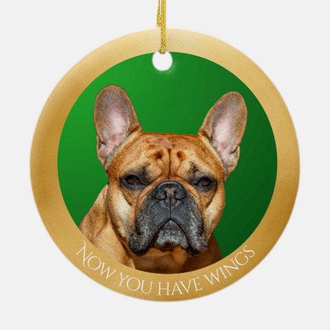 Ornamento De Cerâmica Bulldog Francês Bege Anjo Personalizado (Traseira)