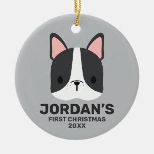Ornamento De Cerâmica Bulldog Francês Bonito com Nome Personalizado