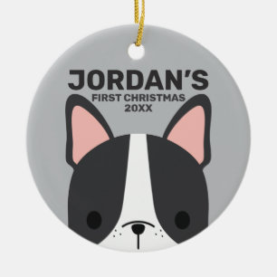Ornamento De Cerâmica Bulldog Francês Bonito com Nome Personalizado