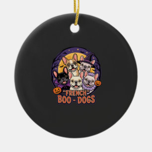 Ornamento De Cerâmica Bulldog Francês Boo Dogs Halloween Vetor
