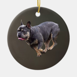 Ornamento De Cerâmica Bulldog Francês Correndo