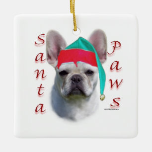 Ornamento De Cerâmica Bulldog Francês (o que) Papais noeis Paws