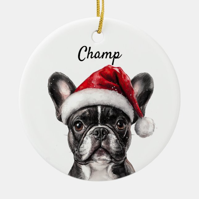 Ornamento De Cerâmica Bulldog Francês Personalizado (Frente)